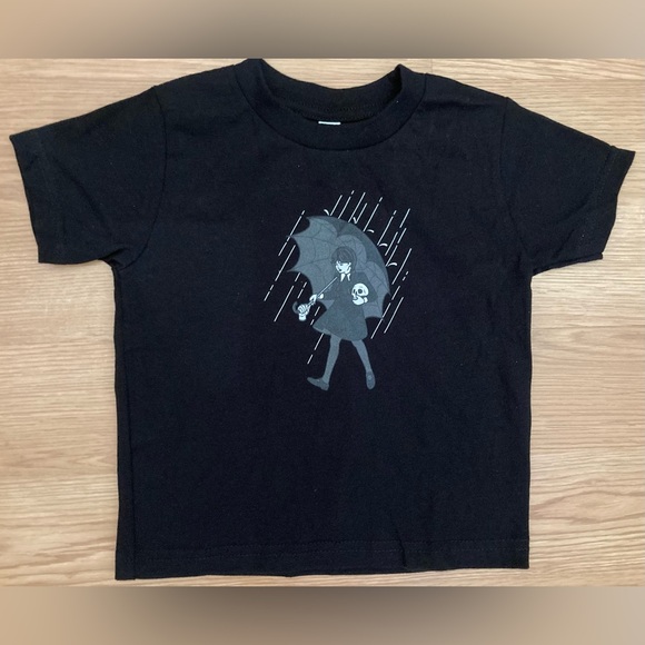 Rabbit Skins Goth Morton Salt Girl Skull Umbrella Graphic tee 3T - Picture 1 of 5